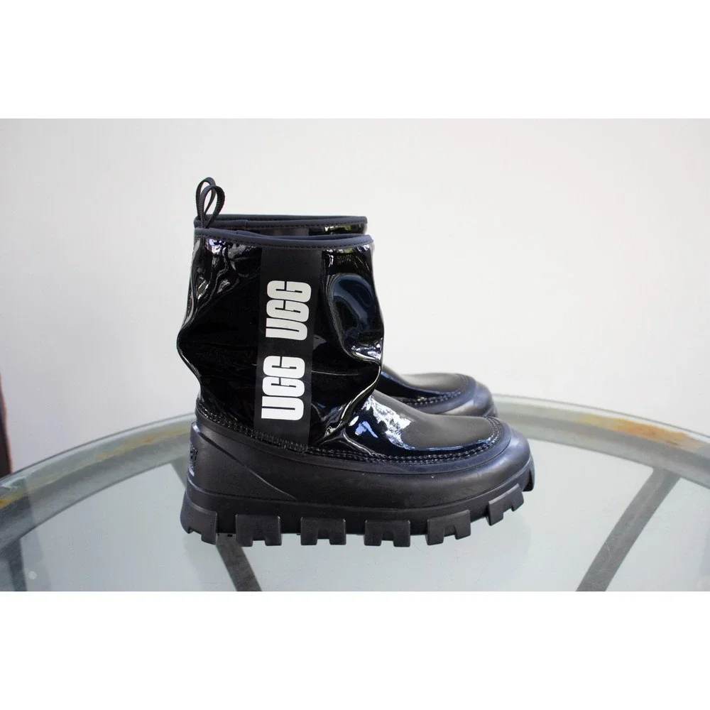 UGG BLACK CLASSIC BRELLAH MINI WATERPROOF RAIN BOOTS, WOMEN US 6/ EUR 37